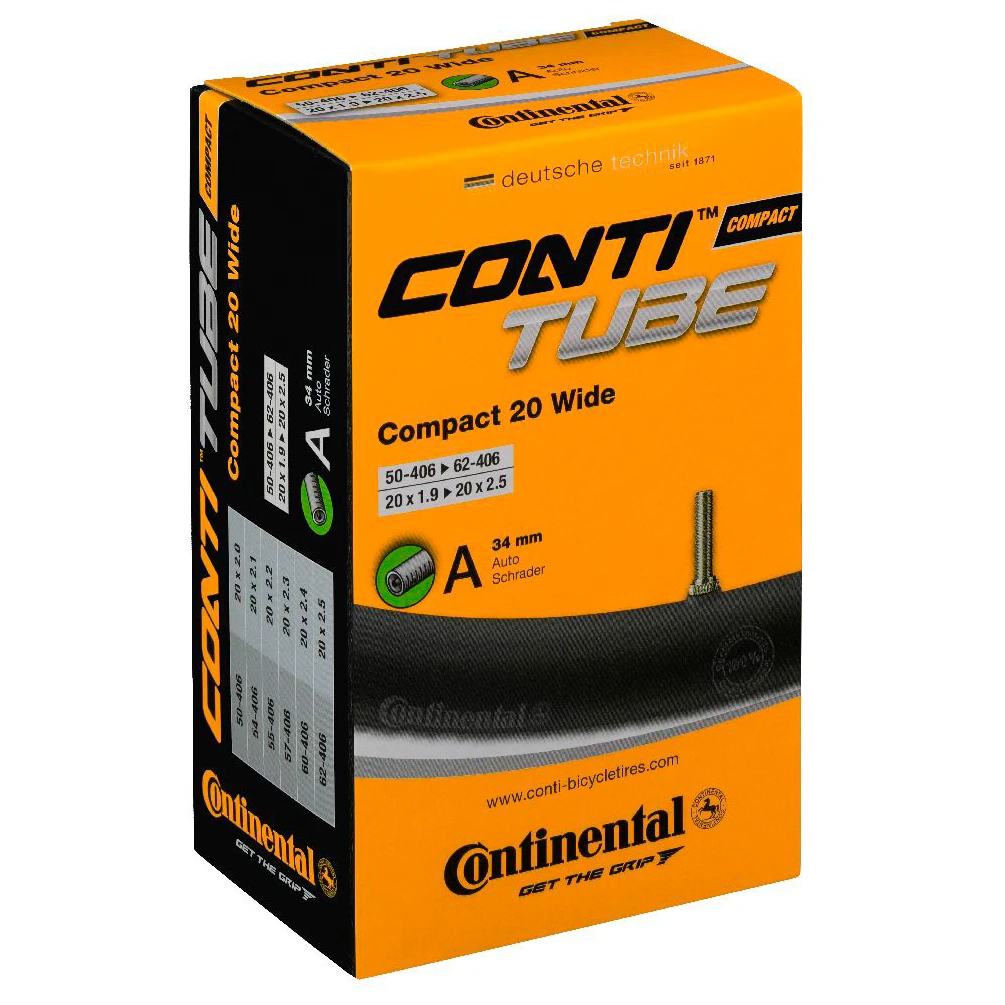 Continental Compact Tube Wide 20'' (50-406 - 62-406) - Fahrradschlauch 1 Continental Compact Tube Wide 20'' (50-406 - 62-406) - Fahrradschlauch