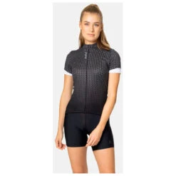 Odlo Women's T-Shirt S/U Collar S/S FZ Essential Print - Radtrikot -Continen Fahrrad Geschaft odlo womens t shirt s u collar s s fz essential print radtrikot detail 3
