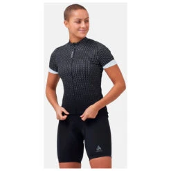 Odlo Women's T-Shirt S/U Collar S/S FZ Essential Print - Radtrikot -Continen Fahrrad Geschaft odlo womens t shirt s u collar s s fz essential print radtrikot detail 4